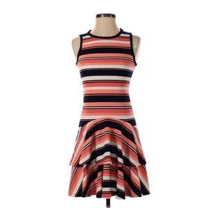 Michael Kors Flounce Hem Striped Sweater Dress